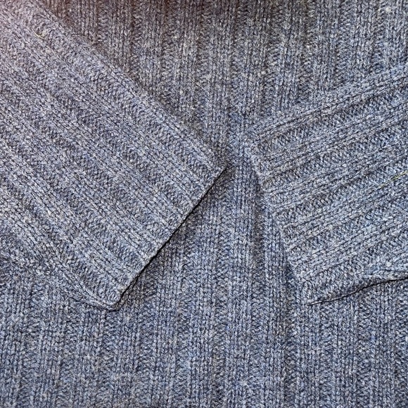 SUNDANCE 100% lambs Wool quarter Zip Cable Knit Sweater smedium blue pullover - Picture 3 of 6